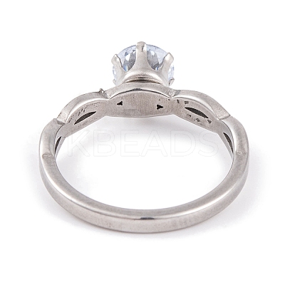 304 Stainless Steel Diamond Finger Ring for Women RJEW-C086-22-P-1