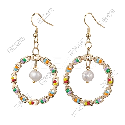 304 Stainless Steel Ring Dangle Earrings EJEW-FS00063-1