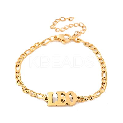 Constellation 202 Stainless Steel Figaro Chain Link Bracelets for Women Men LS-AJEW-U006-01I-1