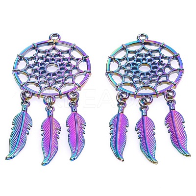 Rainbow Color Alloy Big Pendants FEAT-PW0001-107A-1