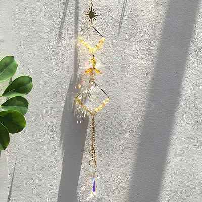 Glass Teardrop Pendant Decoration DJEW-PW0019-08A-1