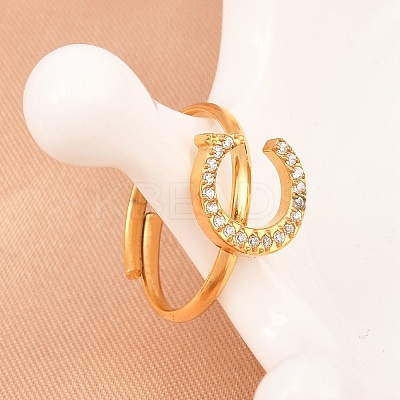 304 Stainless Steel Micro Pave Cubic Zirconia Cuff Open Rings RJEW-D336-01G-05-1