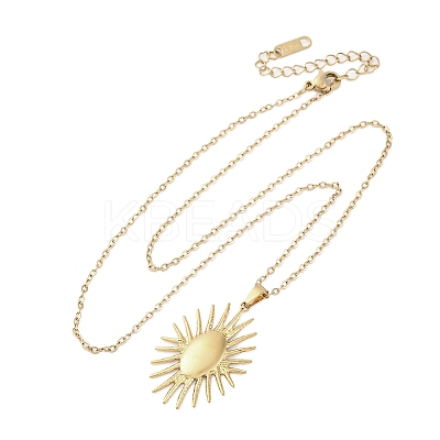Sunflower 304 Stainless Steel Pendant Necklaces NJEW-M096-08G-1