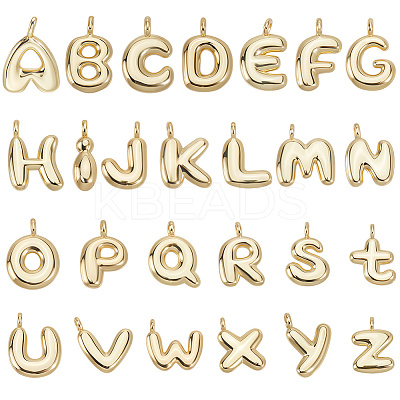 26Pcs 26 Styles Rack Plating Brass Balloon Letter Pendants KK-BBC0018-48-1