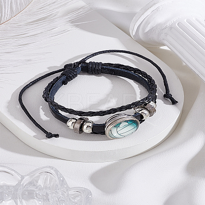 1Pc Sport Theme Cowhide Multi-strabd Bracelets BJEW-LP0003-50C-1
