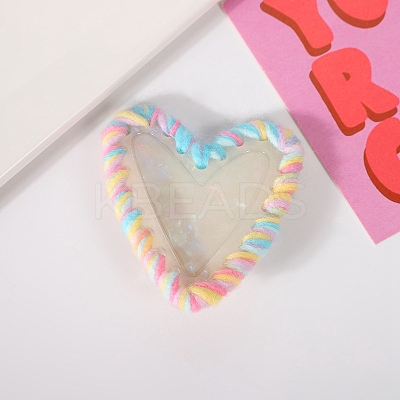 Heart Cellulose Acetate & Woolen Yarn Alligator Hair Clips PW-WG62857-03-1