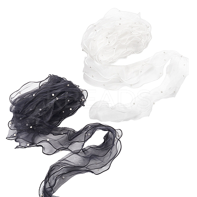 2Pcs 2 Colors Three Layer Organza Lace Trim Fabric DIY-PH0021-43-1