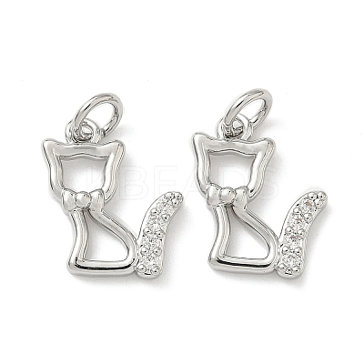 Brass Micro Pave Clear Cubic Zirconia Pendants KK-H076-19P-1