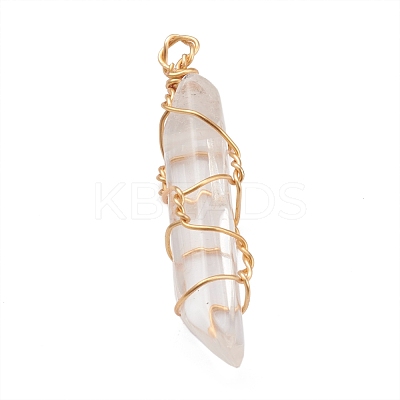 Natural Quartz Crystal Pointed Pendants PALLOY-JF00613-1