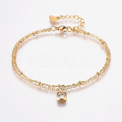 304 Stainless Steel Cable Chain Bracelets BJEW-I243-22G-A-1