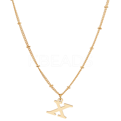 1Pc Brass Chain & 304 Stainless Steel Letter Pendant Necklaces NJEW-LP0001-35X-G-1
