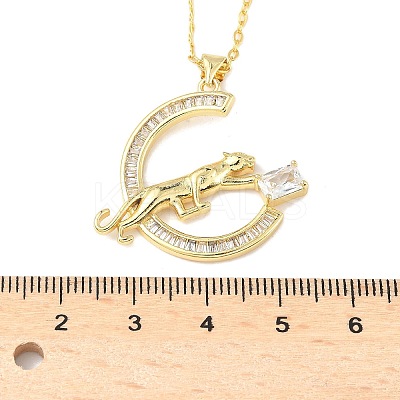 Brass Micro Pave Clear Cubic Zirconia Pendant Necklaces for Women NJEW-S449-01B-G-1