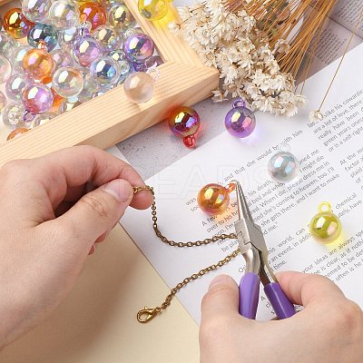 100Pcs 10 Colors UV Plating Rainbow Iridescent Transparent Acrylic Pendants PACR-CJ0001-31-1