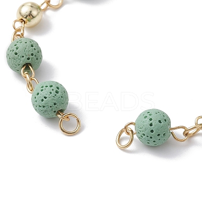 Dyed Natural Lava Rock Round Beaded Chain Bracelet Making AJEW-JB01206-05-1