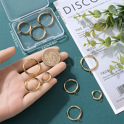 12Pcs 3 Style 201 Stainless Steel Huggie Hoop Earring Findings STAS-BBC0004-91G-1