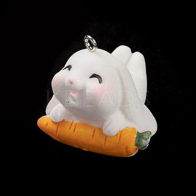 Opaque Resin Cute Bunny Pendants RESI-K023-02-1