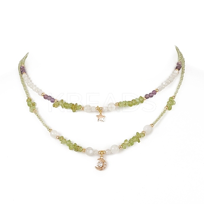 Star & Moon Pendant Necklaces Sets for Women NJEW-JN04128-1