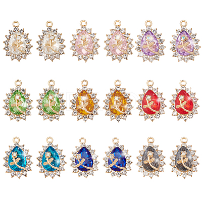 18Pcs 9 Colors Glass Pendants FIND-PH0022-22-1