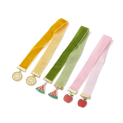 Fruit Alloy Enamel Pendant Bookmarks AJEW-JK00218-1