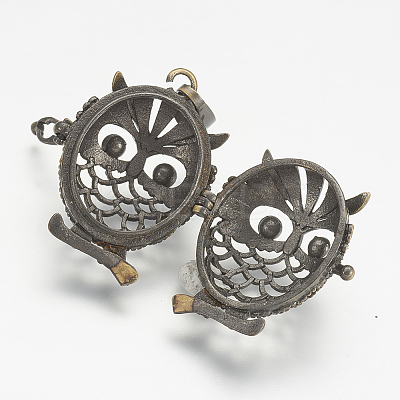 Brass Cage Pendants X-KK-D528-02AB-1
