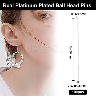 100Pcs Brass Ball Head Pins KK-BBC0011-51P-1