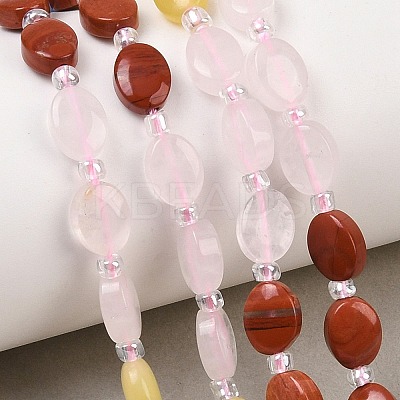 Cherry Quartz Glass & Synthetic Agate & Natural Red Jasper & Rose Quartz & Lemon Jade & Red Aventurine Beads Strands G-Z135-A13-1