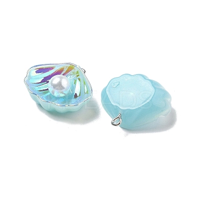 Resin Imitation Pearl Iridescent Pendants RESI-I062-01E-1
