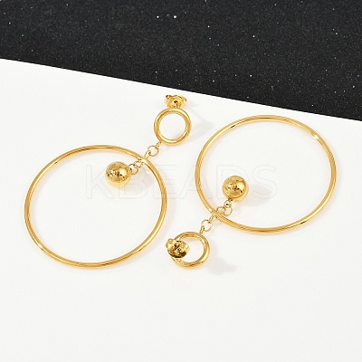 304 Stainless Steel Ring Dangle Stud Earrings X-EJEW-K268-34G-1