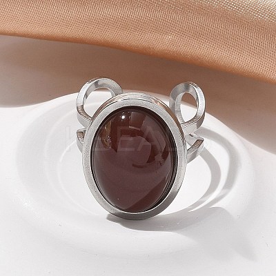 Oval Natural Carnelian Finger Rings RJEW-M062-02P-04-1