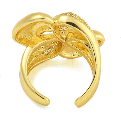 Rack Plating Brass Micro Pave Cubic Zirconia Cuff Rings for Women RJEW-I107-12G-1