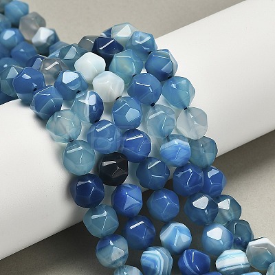 Dyed Natural Banded Agate Beads Strands G-G203-08B-1