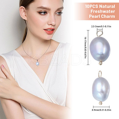 10Pcs Natural Freshwater Pearl Pendants FIND-CA0009-02B-1