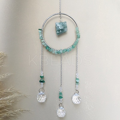 Glass Pendant Decoration DJEW-PW0019-11F-1
