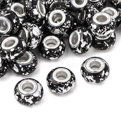 Opaque Resin Rondelle European Beads RESI-Z046-03E-1