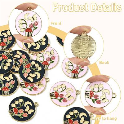 20Pcs 2 Colors Alloy Enamel Pendants ENAM-FS0004-14-1