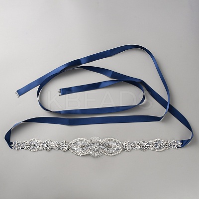 Flower Full Crystal Rhinestone Handmade Bridal Belts for Wedding Dresses AJEW-WH20006-233B-03-1