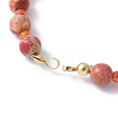 Cubic Zirconia & Natural Dyed Round Imperial Jasper Beaded Bracelet Making KK-F892-23G-1