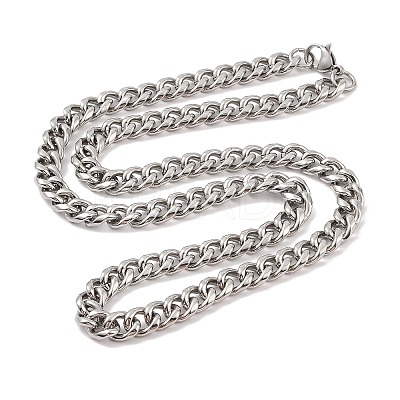 Non-Tarnish 304 Stainless Steel Cuban Link Chain Necklaces NJEW-K378-16B-P-1