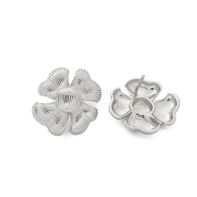 Brass Flower Stud Earrings EJEW-R016-17P-1