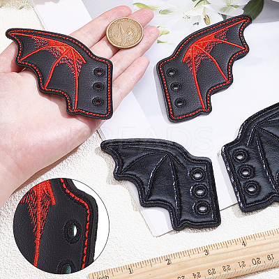 2 Pairs 2 Styles Halloween Imitation Leather Shoe Buckle for DIY Shoe Accessory AJEW-GF0011-82C-1