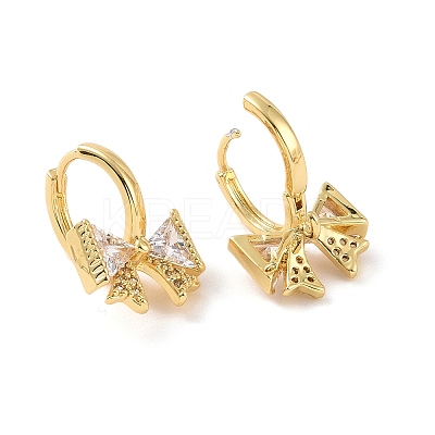 Clear Cubic Zirconia Bowknot Hoop Earrings EJEW-F298-21G-4-1