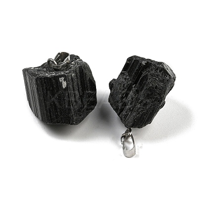 Natural Black Tourmaline Pendants G-F739-01AP-1