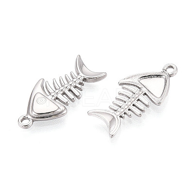 304 Stainless Steel Fishbone Pendants STAS-T069-07P-1