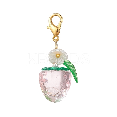 2Pcs Transparent Acrylic Strawberry Pendant Decorations HJEW-JM04318-1
