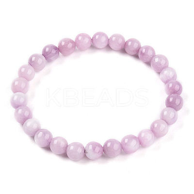 Natural Kunzite Round Beads Stretch Bracelets Women Men BJEW-T022-06A-1