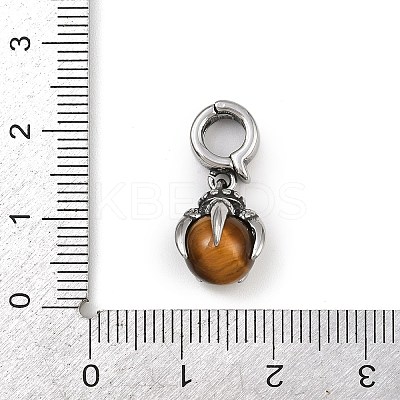 Dragon Claw 316 Surgical Stainless Steel & Round Natural Tiger Eye Pendant Decoration STAS-Z165-01AS-01-1