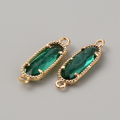 Golden Plated Brass Pave Glass Connector Charms LS-FIND-WH0110-728G-12-1