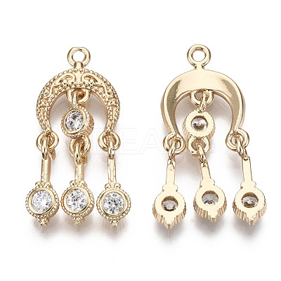 Brass Micro Pave Cubic Zirconia Pendants X-KK-R111-035-1