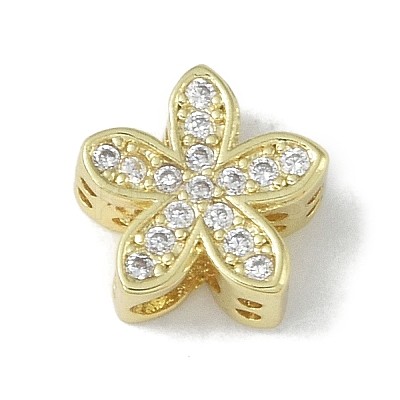 Rack Plating Brass Micro Pave Clear Cubic Zirconia Beads KK-A220-11A-G-1