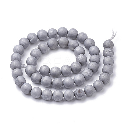Electroplate Natural Druzy Geode Weathered Agate Beads Strands G-S284-10mm-07-1